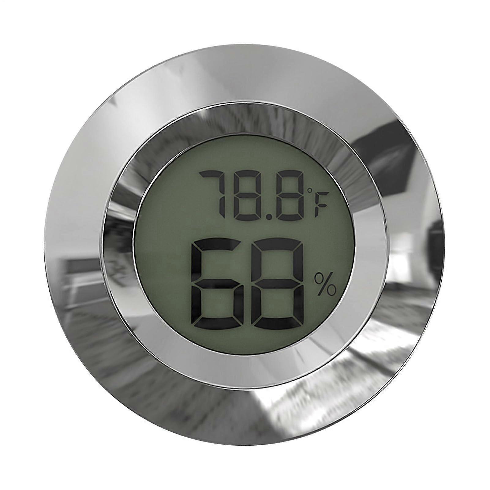 Analog Weather Station Stainless Steel 2-In-1 Thermometer Hygrometer Metal ABS For Tool Cases And Wine Boxes Silver