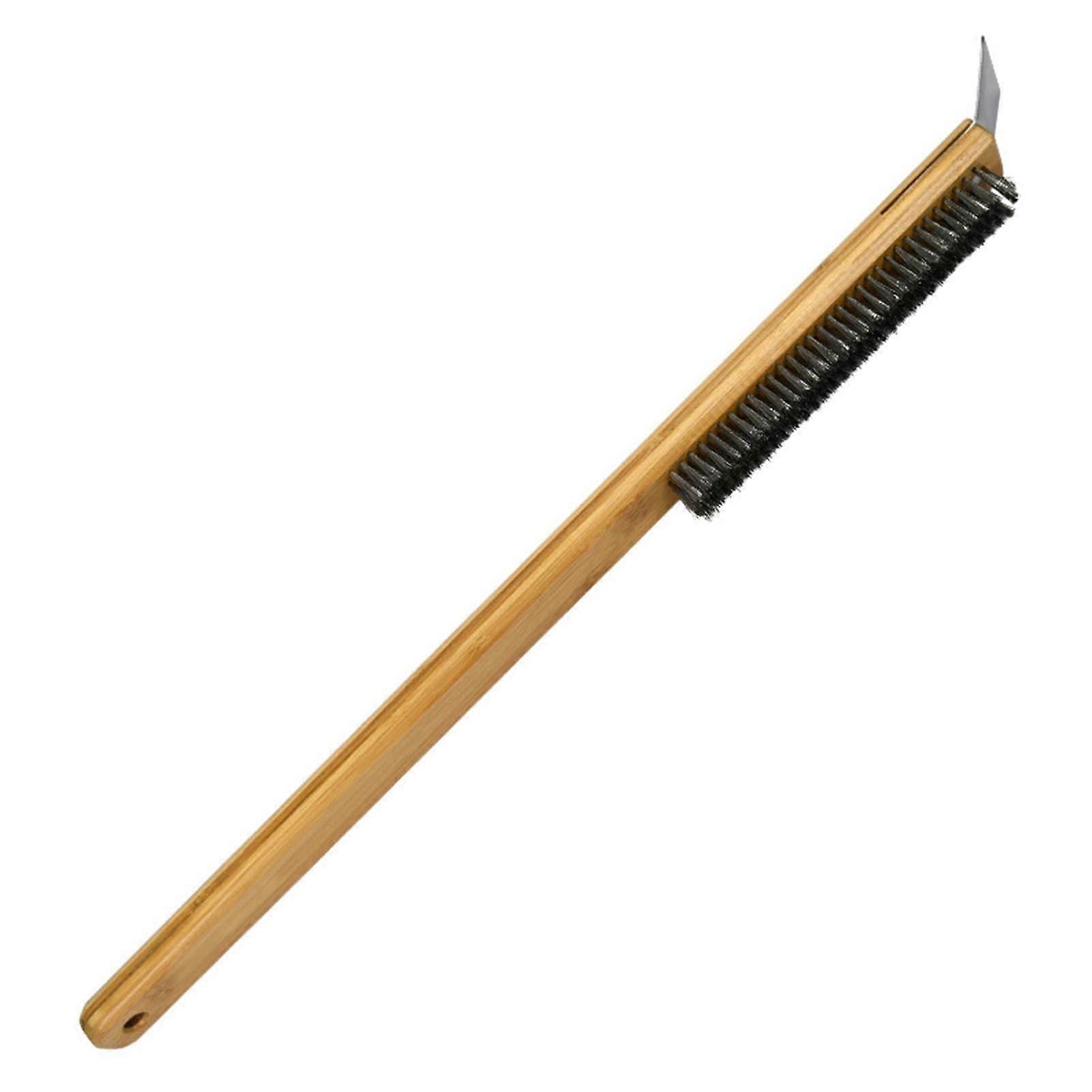 Pizza Oven Brush with Scraper, Long Wooden Handle, Dense Bristles Ref: 9077