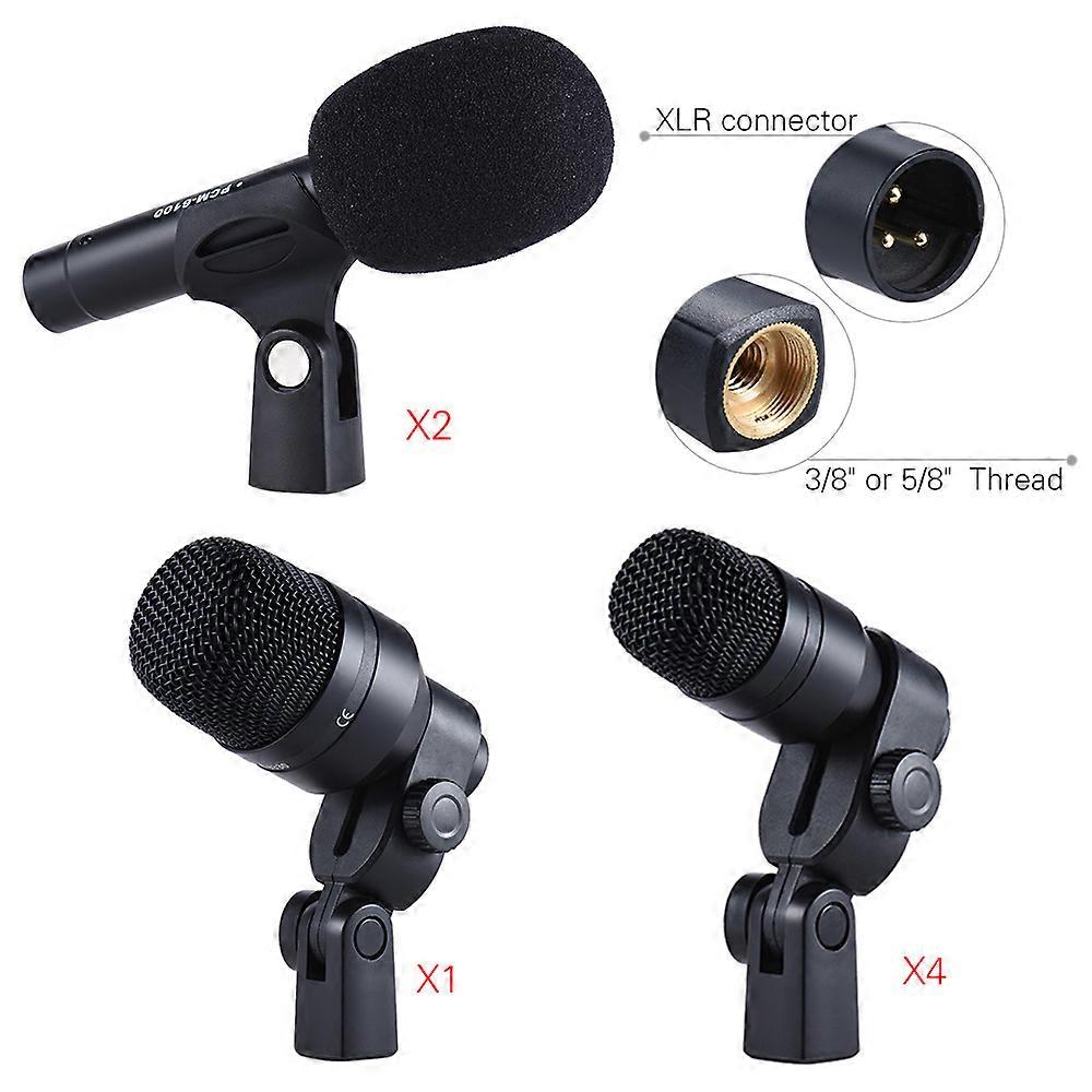 DMS-D7 Professional Musical Instruments Drum Set Wired Microphone Mic Kit with Standard Mounting Accessories Aluminum Carrying Case 1 Big Drum Microp