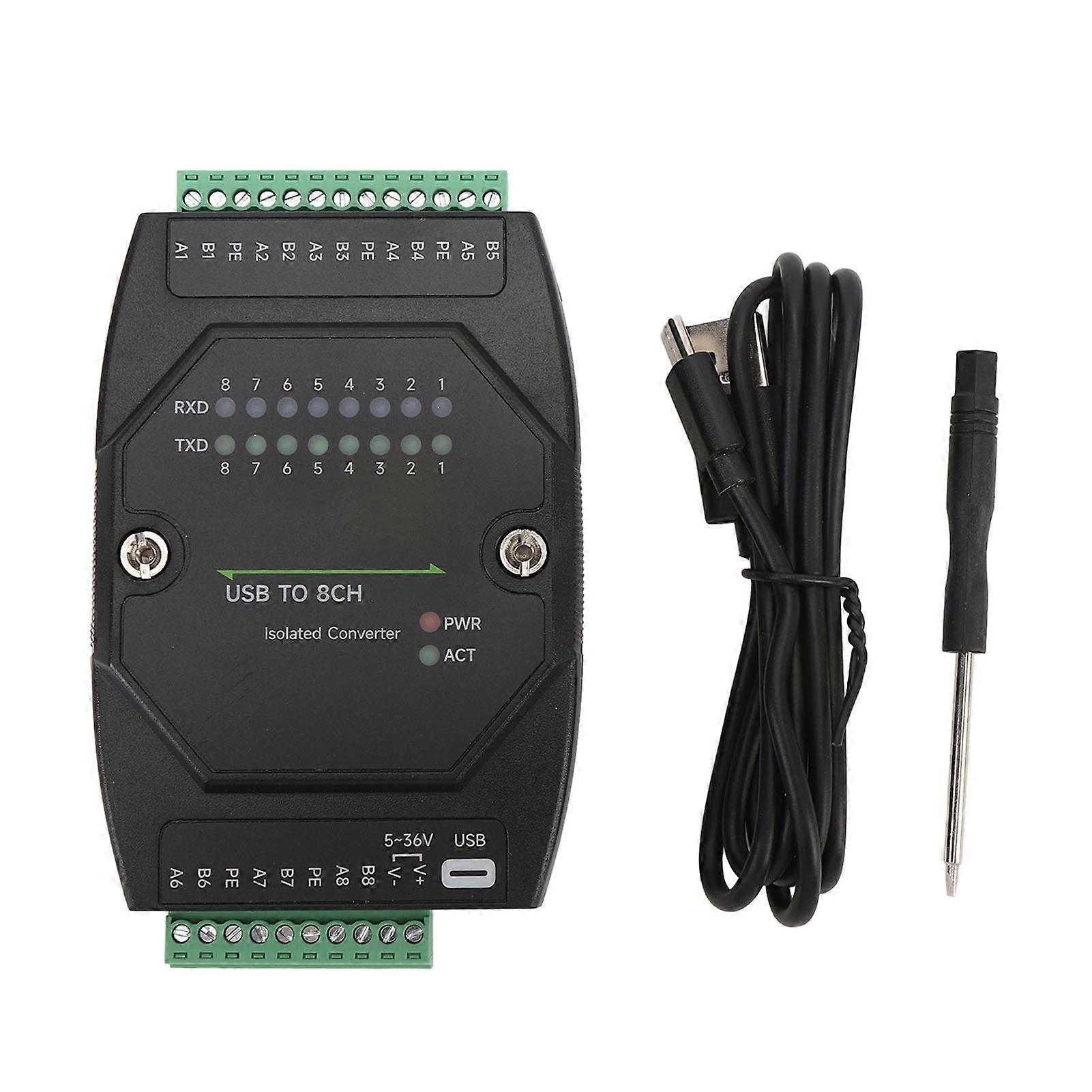 USB to RS485 Converter Type C, 1200bps to 921600bps Serial Port Adapter, 8 Channel Isolated RS485 Communication Interface