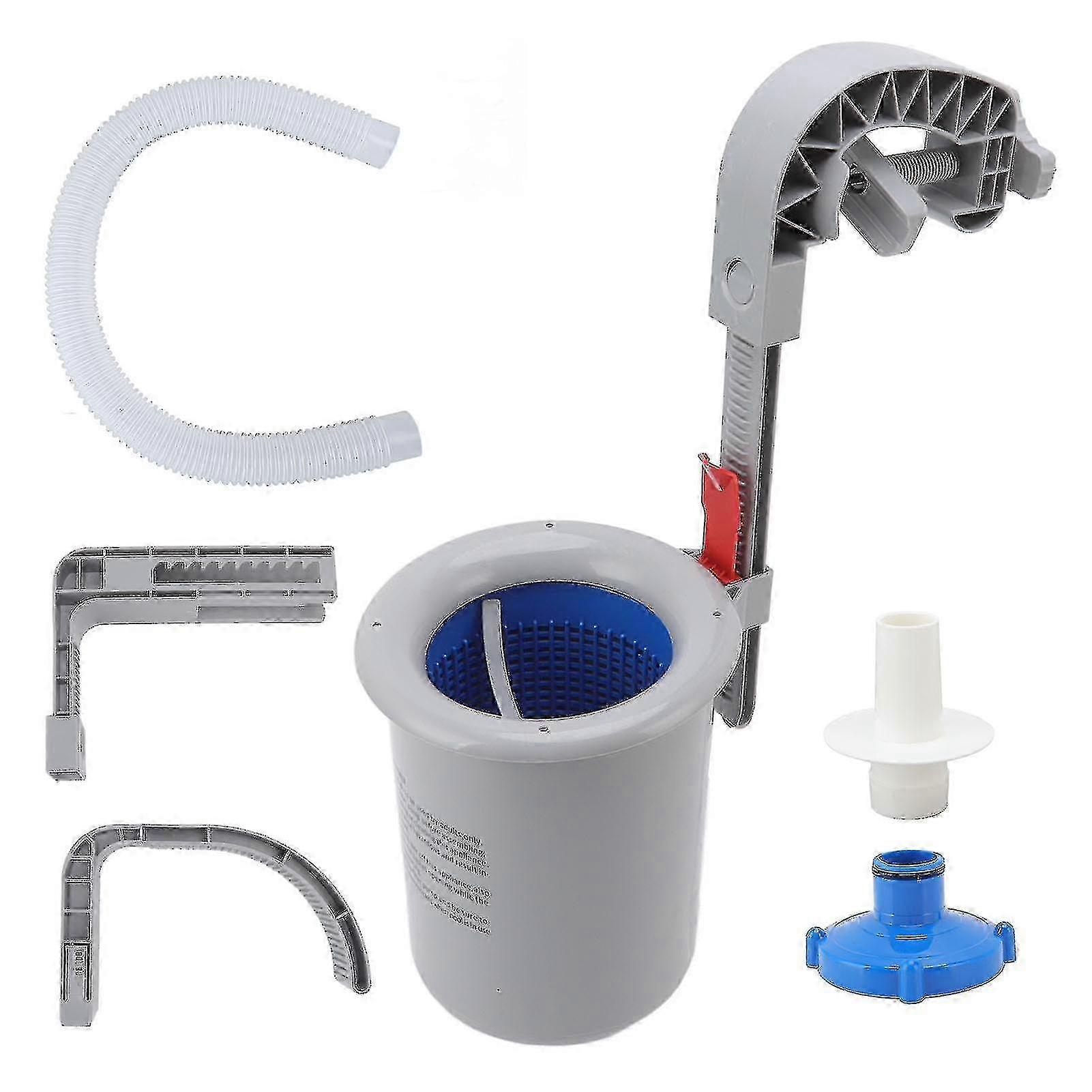 Automatic Wall Mounted Gray Swimming Pool Surface Skimmer - Debris Collector and Filter Cleaner Suitable for Various Pool Types