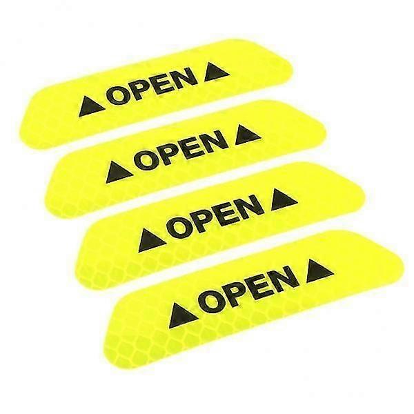 7x 4 Pieces Safety Reflective Open Sign Warning Mark Car Door Stickers Yellow