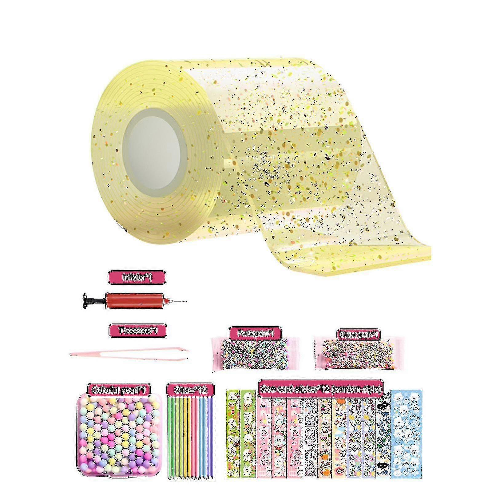 Nano Tape Bubble Kit für Kinder mit Video-Tutorial, doppelseitiger Klebegelgriff - Gelb