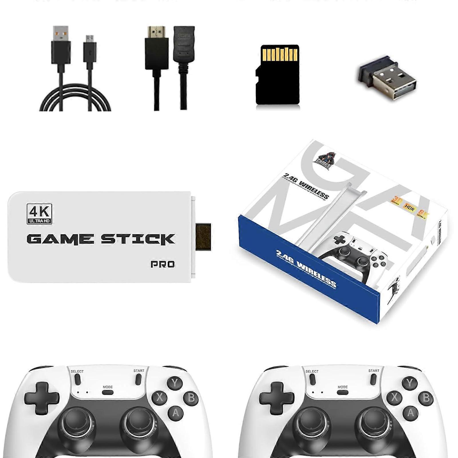 Retro Game Stick, 4k HDMI Output, Wireless TV Console, 20,000 Games (White)