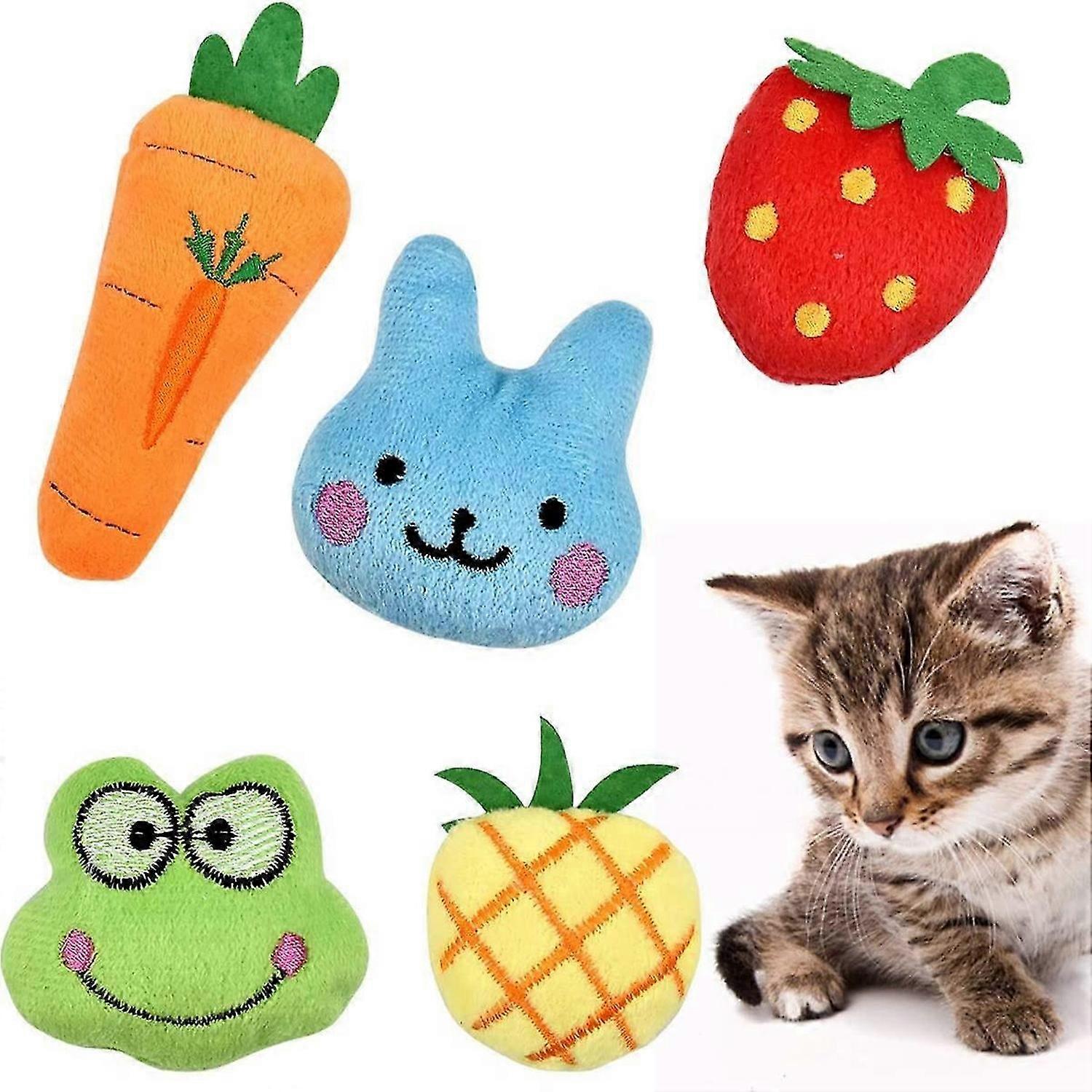 Catnip Toys for Cats, 5Pcs Interactive Cat Catnip Toys Cute Shape Soft Plush Pillow