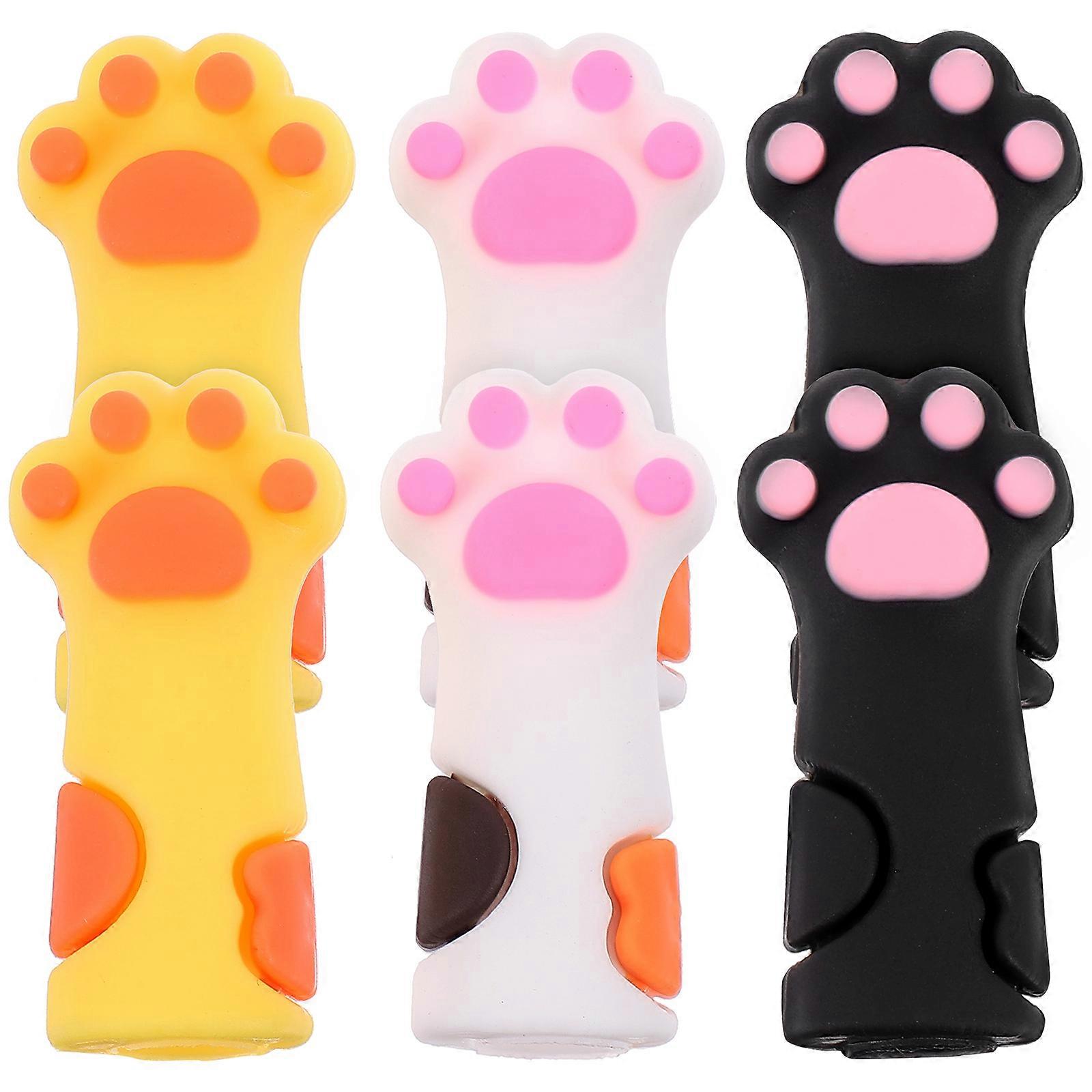 Silicone Paw Pencil Covers 6pcs Soft Stationery Protectors & Extenders for Students, Adorable Tip Caps, Colorful Design