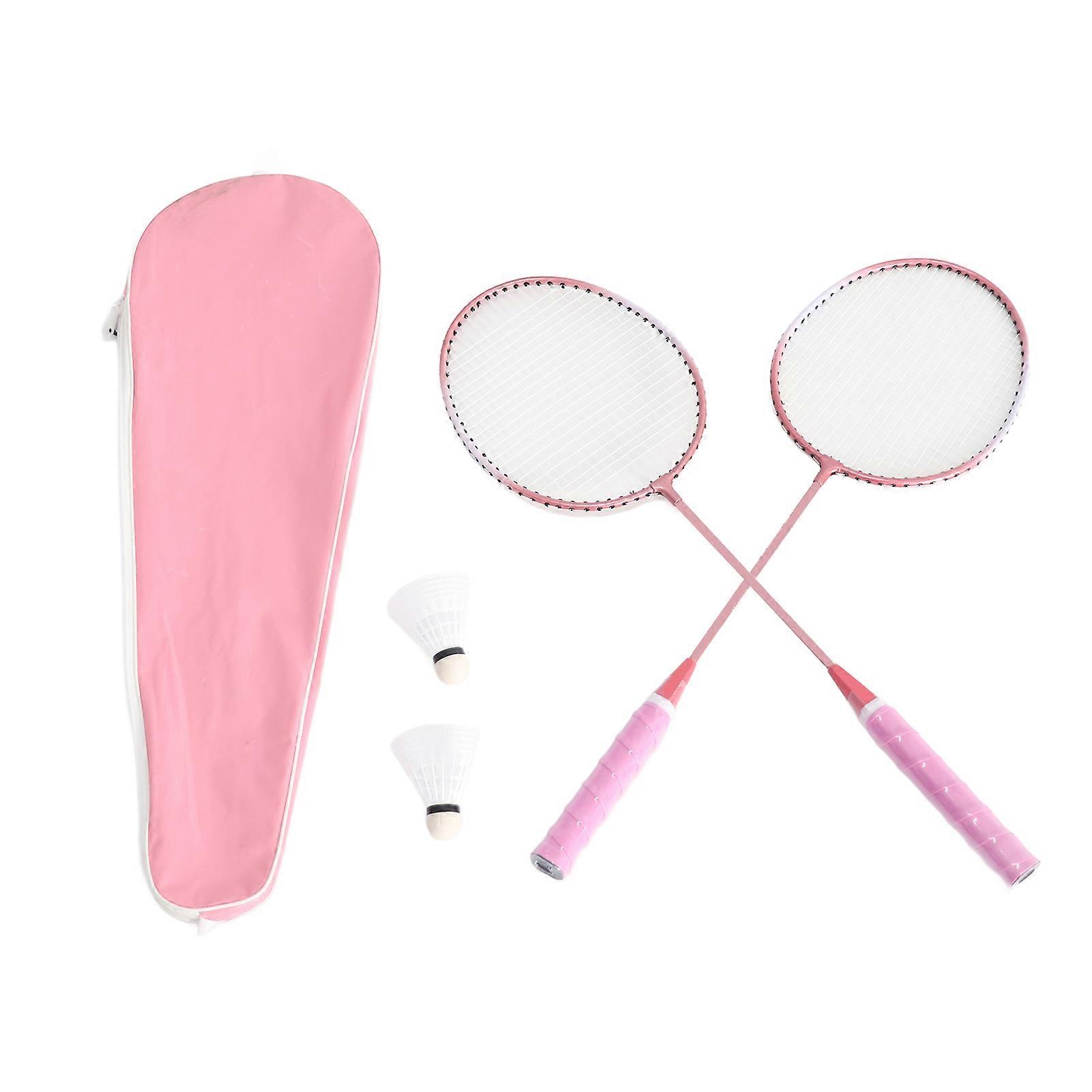 2 Pack Lightweight Badminton Rackets Set for Outdoor Play with Shuttlecocks and Carry Bag for Adults and Teens, Pink