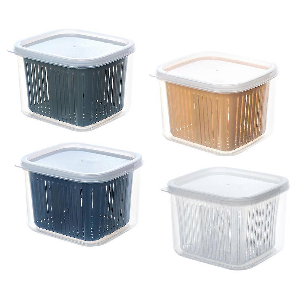 Fresh Food Container Sealed Storage Box for Refrigerator Use 12.8x11.5x9.0cm PP Material Detachable Design 4Pcs