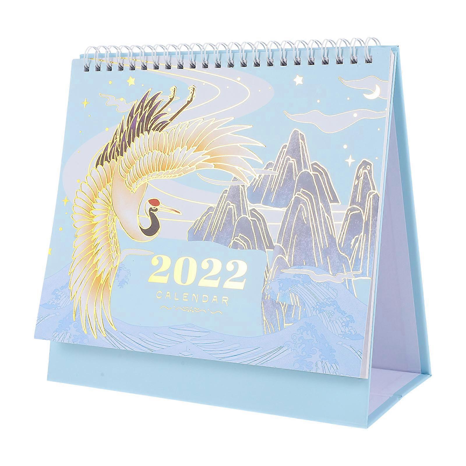 Chinese Desk Calendar Foldable Style Office Use Record Schedule Paper Material 21.5X20.5X9.5CM 1Pcs