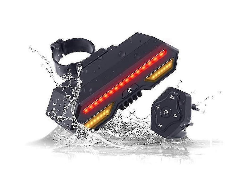 Wireless Remote Control Waterproof Bicycle Tail Light with Turn Signal - USB Rechargeable Intelligent Warning Light for Mountain Bikes