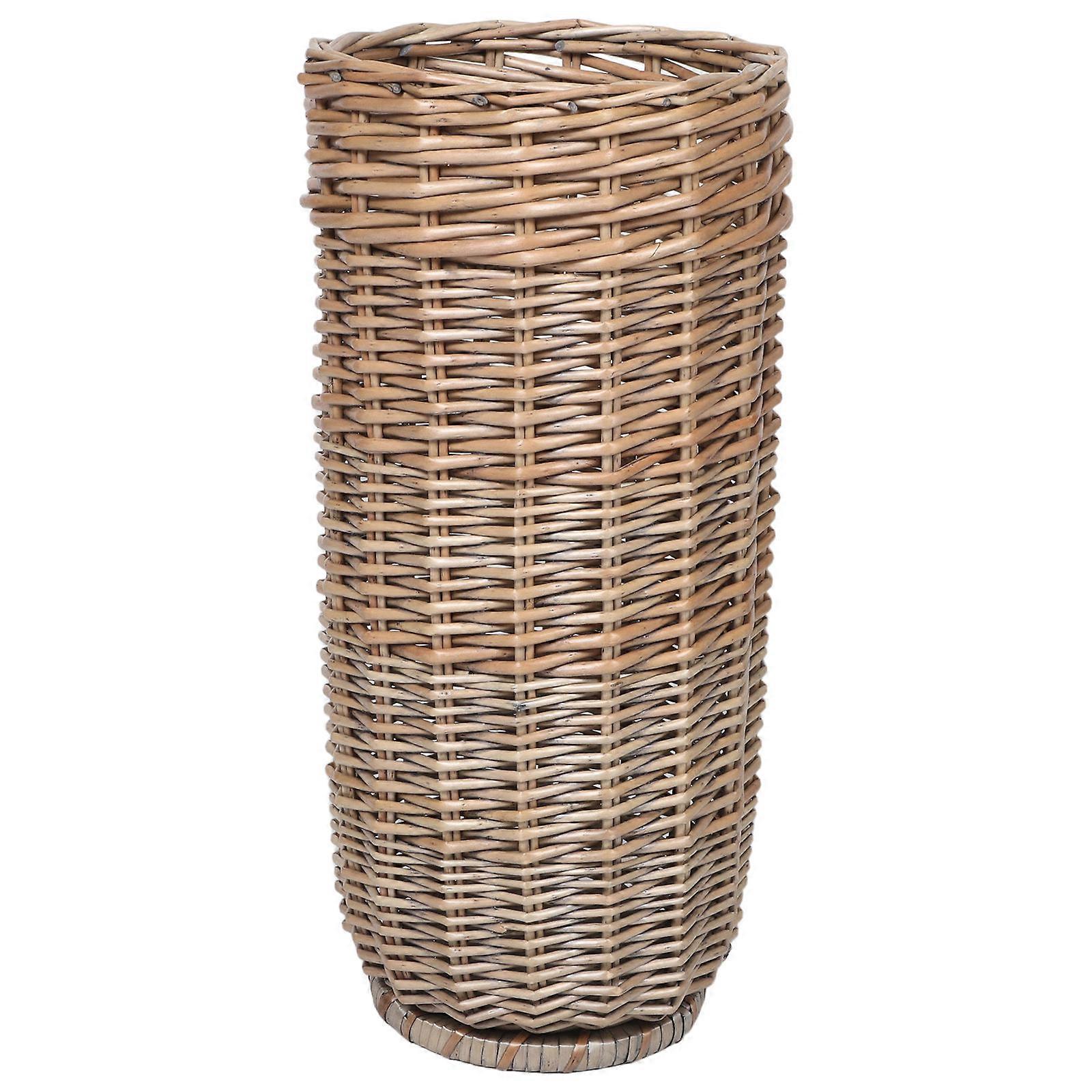 حامل مظلة الخوص الطبيعي حصف مظلة الروطان منظم مدخل بني فاتح 55.00X25.50X25.50 سم 1 مجموعة