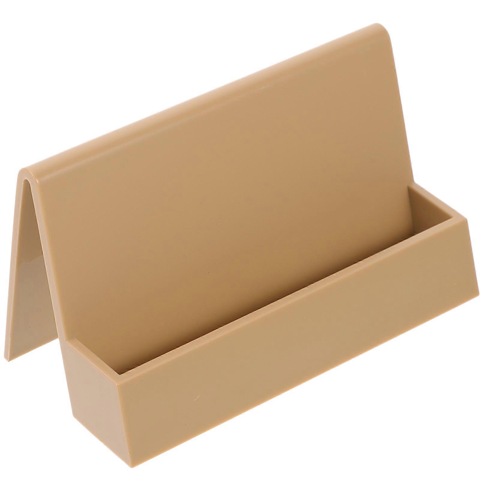 Desktop Card Stand Business Card Holder Rectangular Office Use Khaki 10.60X5.50X4.70CM Card Display 1Pack