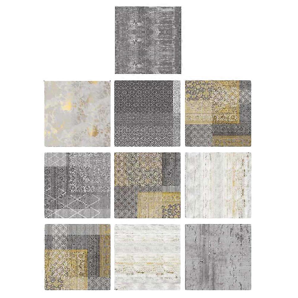 Floor Tile Sticker Delicate Nordic Style Square PVC Self-Adhesive Waterproof Bathroom Decoration 10Pcs