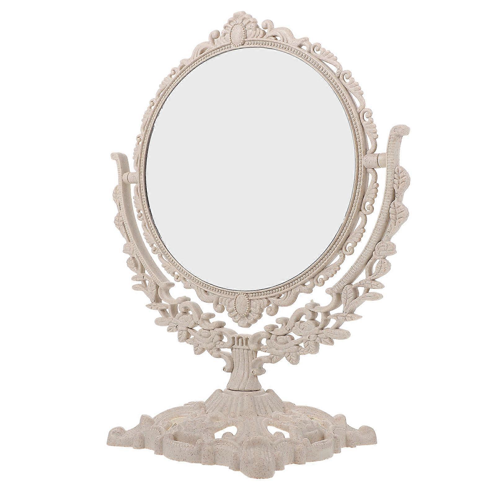 Tabletop Mirror European Style Retro Design Daily Use 21x18cm Smooth Surface 1Pc