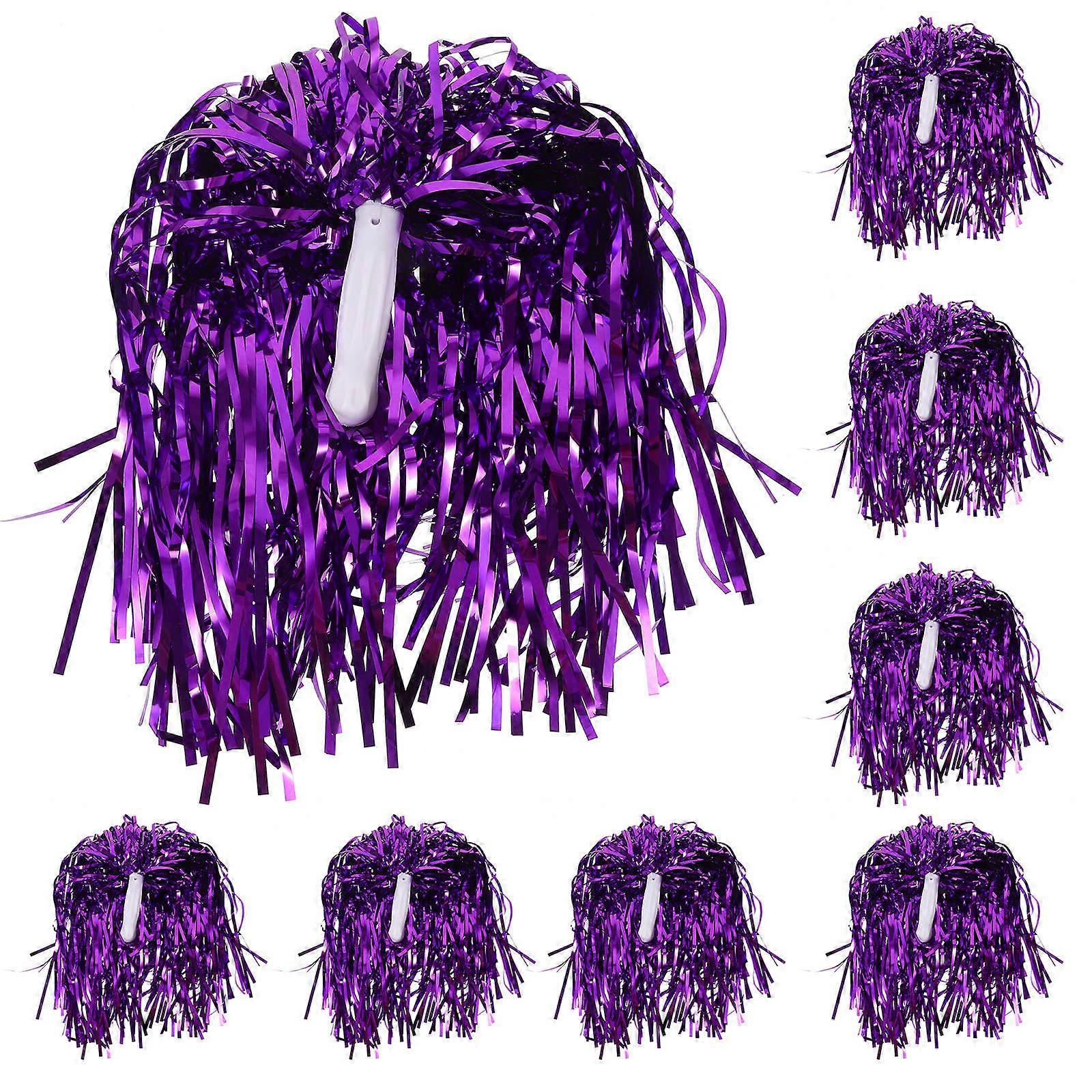 Cheer Reusable Cheerleading Pompoms Hand Purple 29x10Cm For Competition 5Pairs