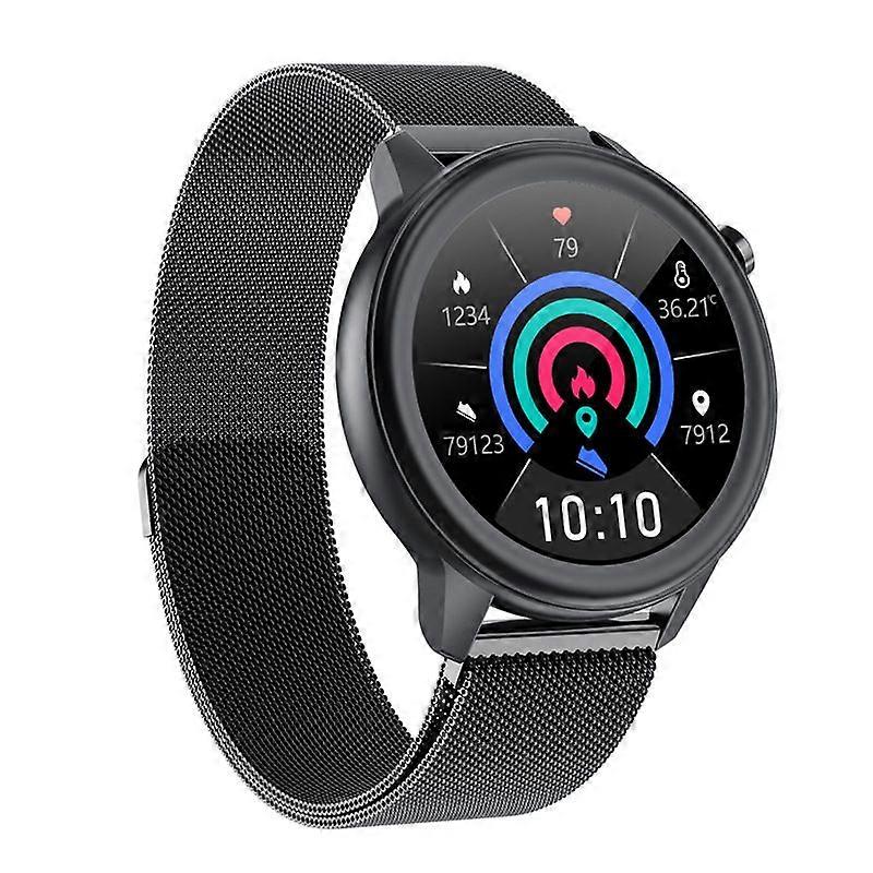 Smart watch, 1.3 inch full circle HD touch screen, IP68 waterproof, Black