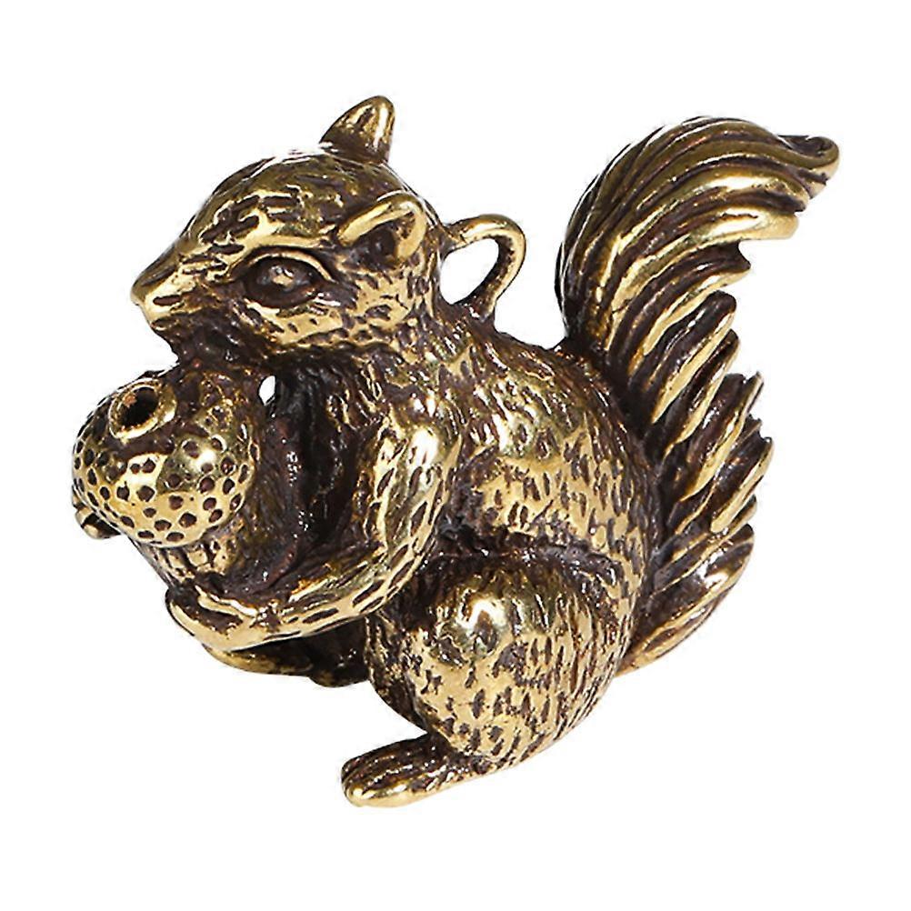 Vintage Brass Squirrel Charm Pendant – Durable Keychain Craftsmanship, Unique Desktop Ornament for Friends and Family