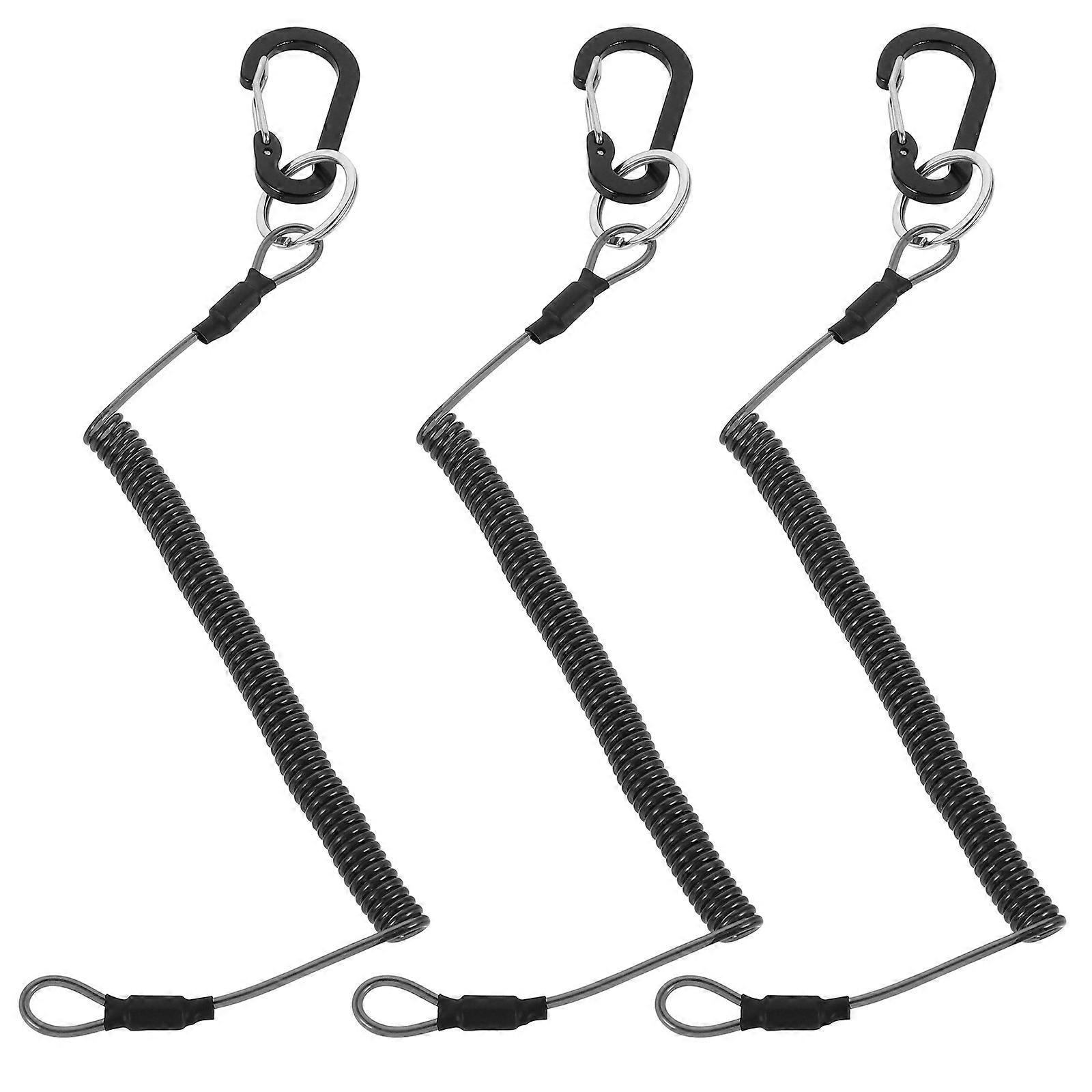 3pcs Retractable Coiled Tool Lanyard with Durable Spring Rope and Elastic Loss Prevention for Fishing Pliers, Kayak, and Boating Gear Safety Tether
