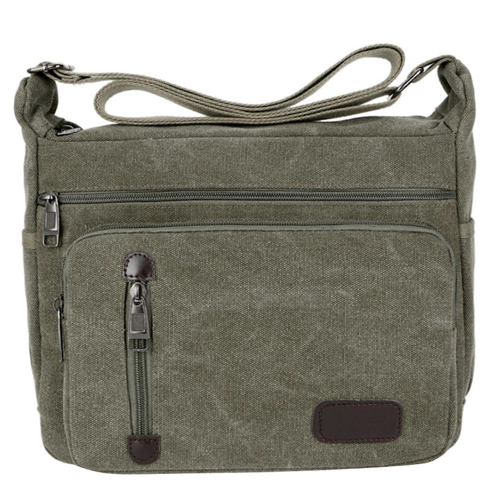 Messenger Bag Men Canvas Shoulder Satchel Travel Business Use Rectangular 28 x 10 x 22 Cm 1Set