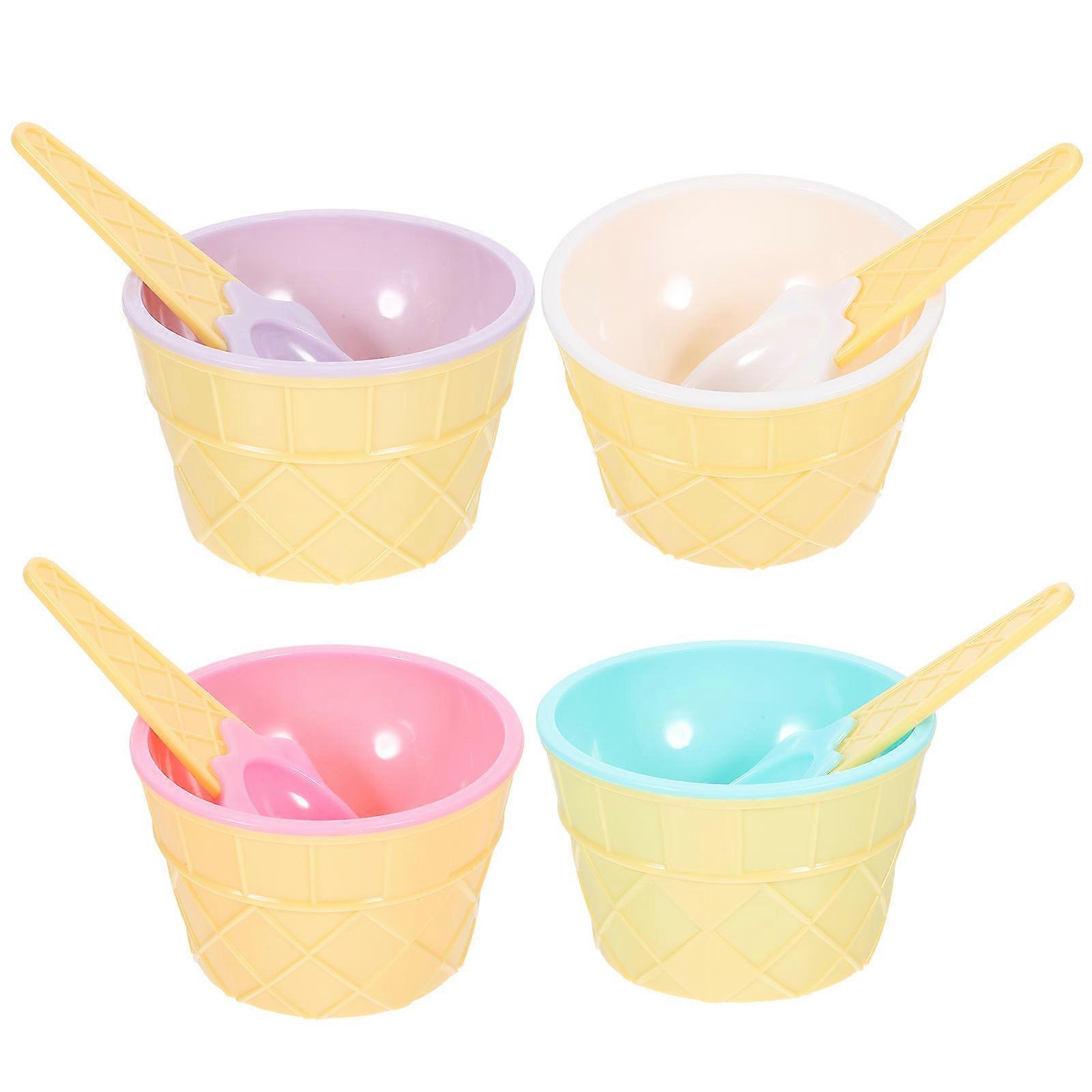 Ice Cream Bowls Adorable Style For Kids Home Use Small White Plastic 1Set