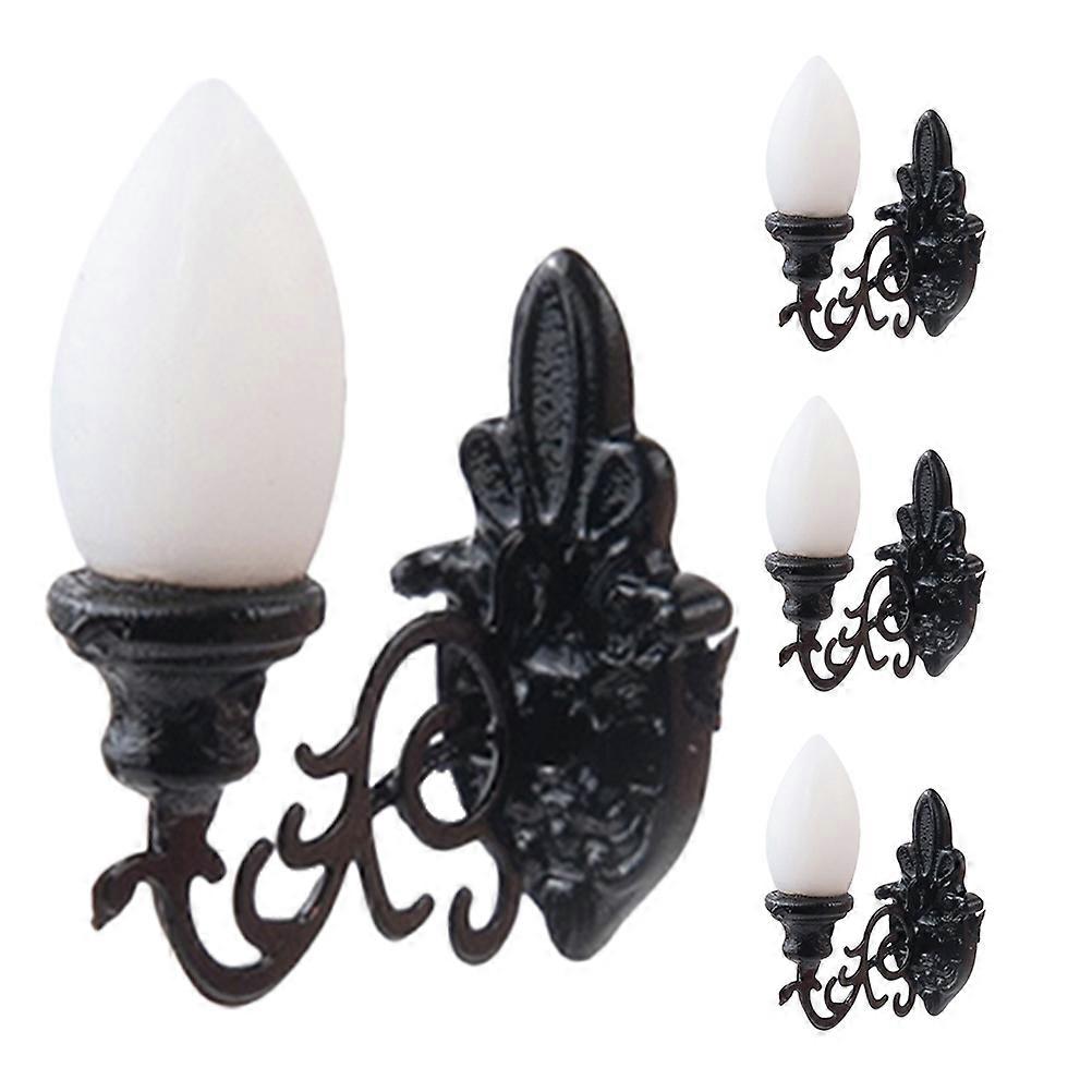 Mini Wall Lamp Simulation Wall Lamp Miniature Led Wall Lamp DIY Projects Miniature Enthusiasts 4Pcs