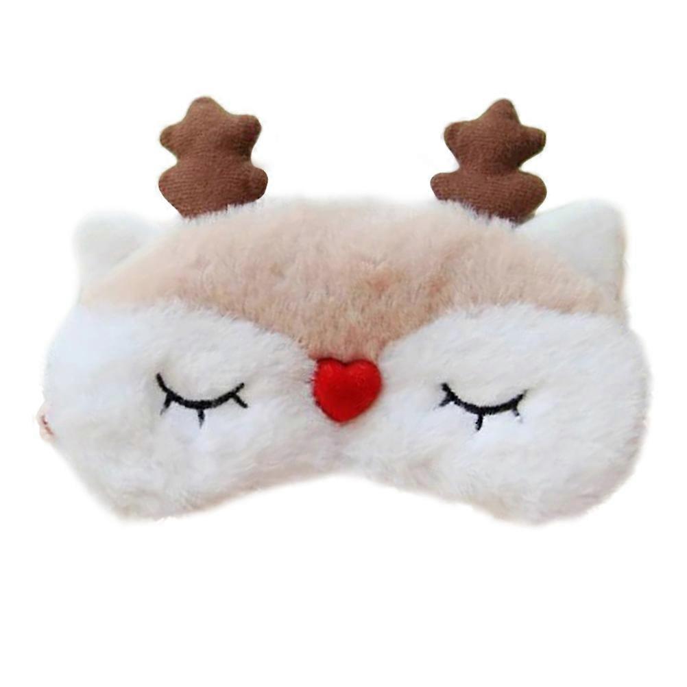 Cute Sleeping Eye Mask Cartoon Blindfold Plush Material Elk Shape Napping Aid 1Pcs