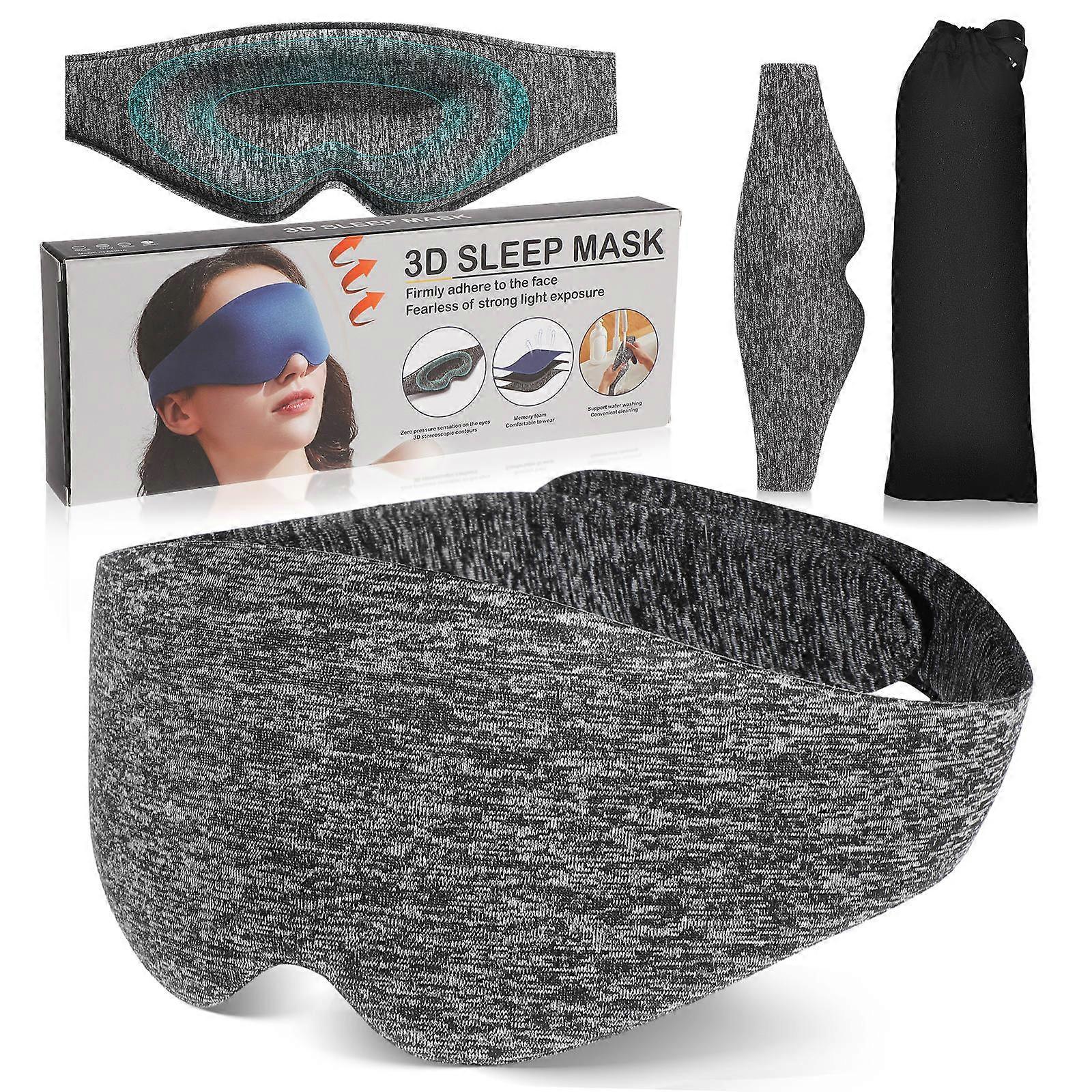 Eye Mask Ergonomic Design All Head Sizes Polyester 3D -Blocking For Napping 1 Set