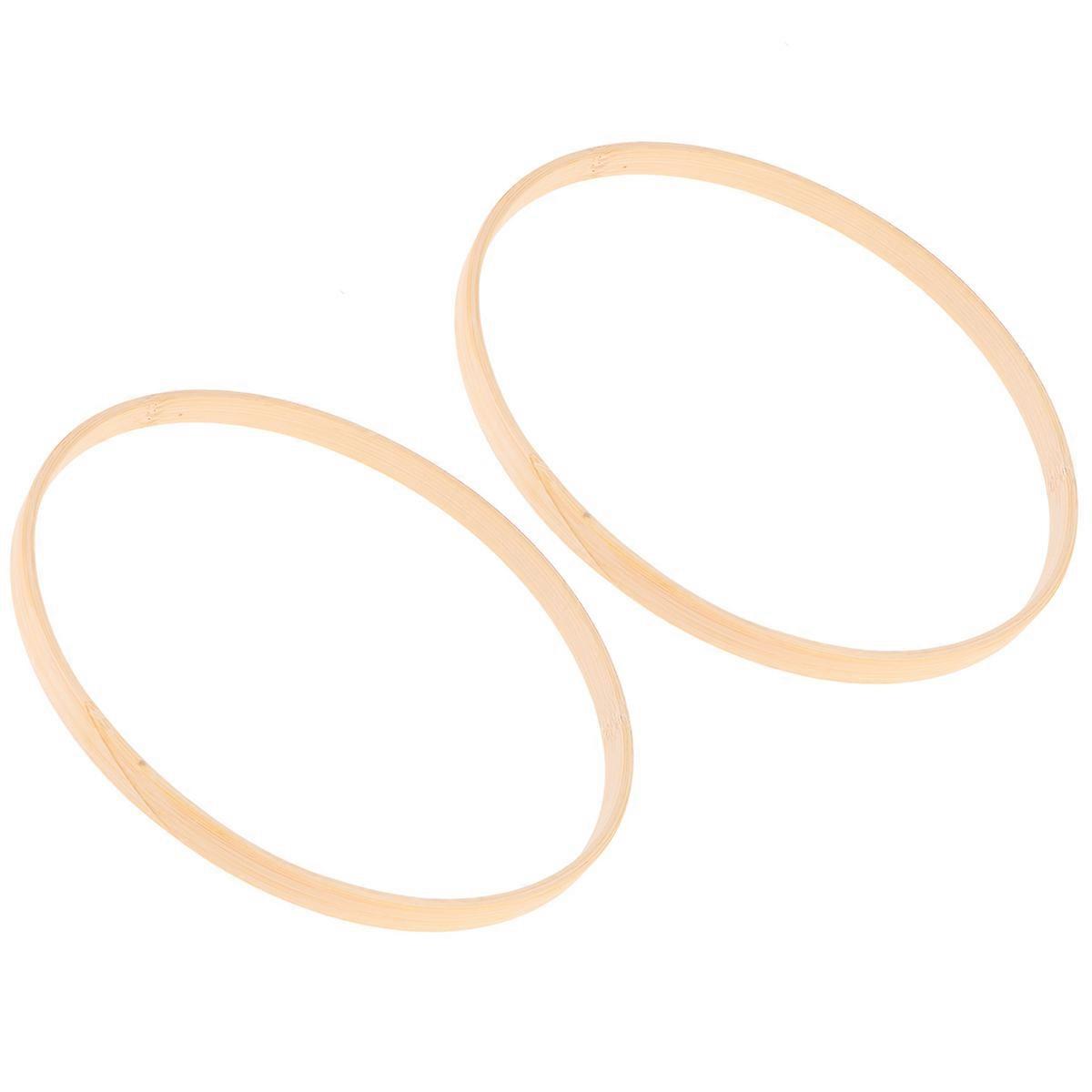 الخيزران الحرف الحلم الماسك صنع دائرة أداة مستديرة لديكور المنزل 15 سم أصفر فاتح 2 قطعة