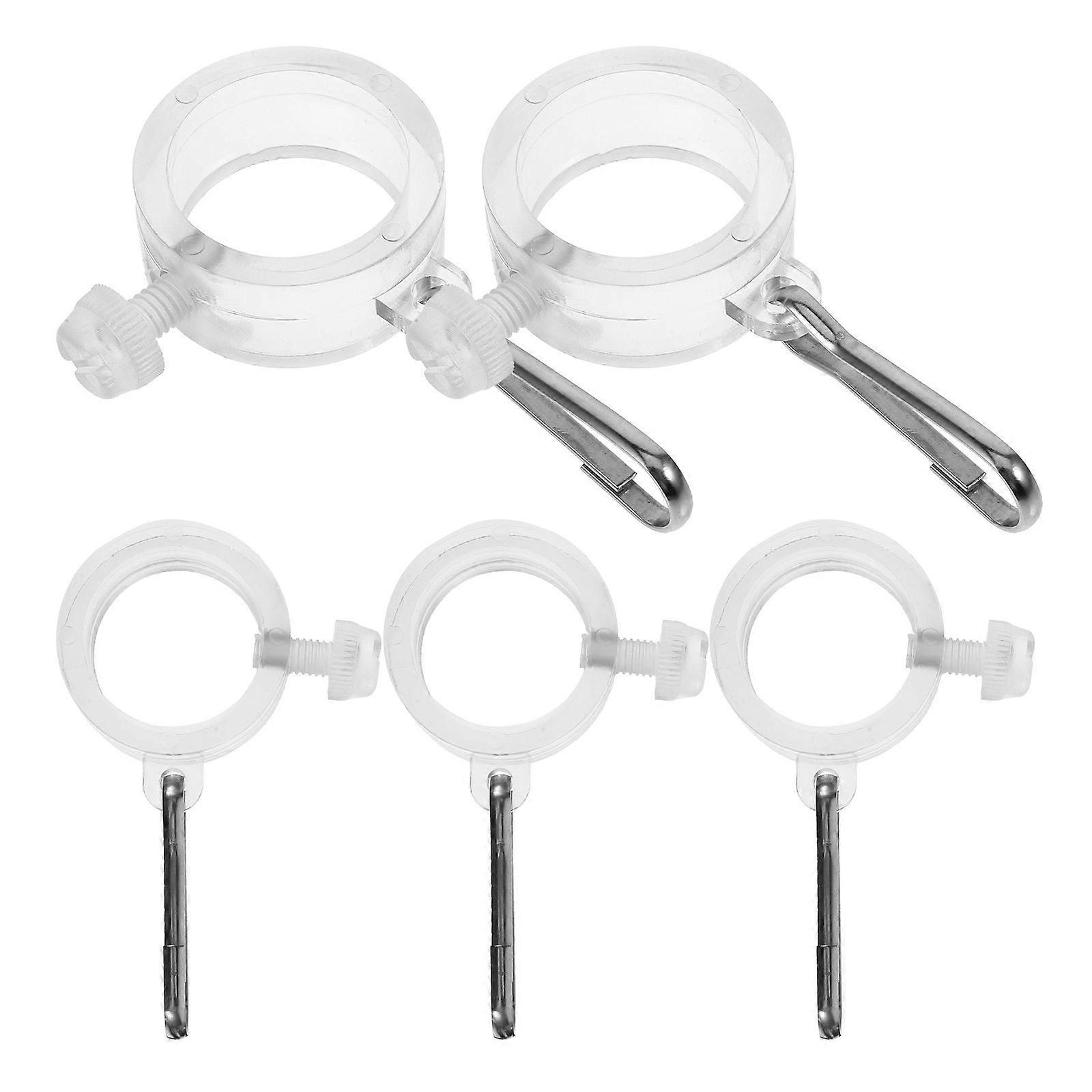 5pcs Flag Fasteners Flag Pole Rings with Flag Clip Flag Fixing Buckles Flag Mounting Rings
