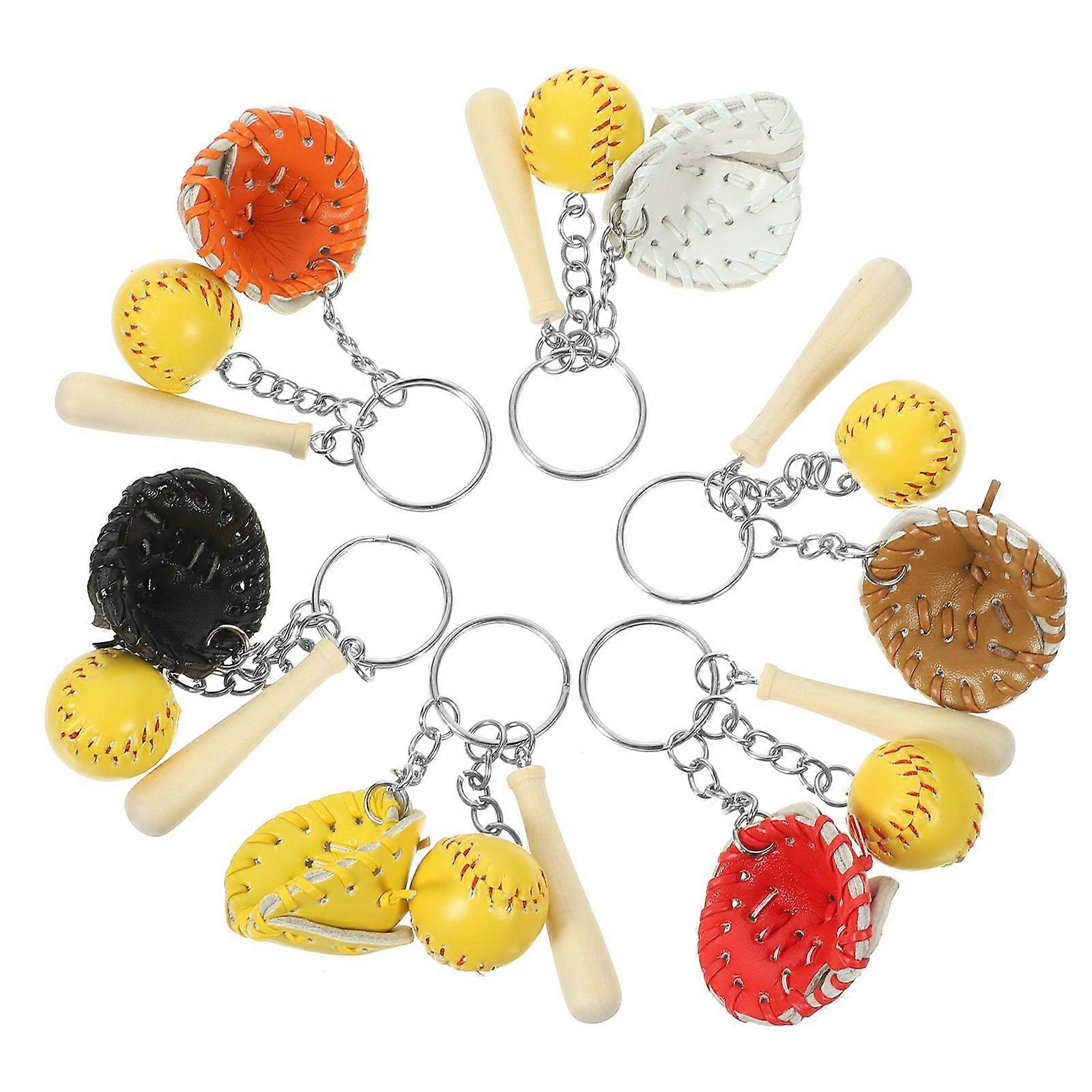 6pcs Decorative Key Chains Exquisite Softball Keychains Hanging Baseball Keychains