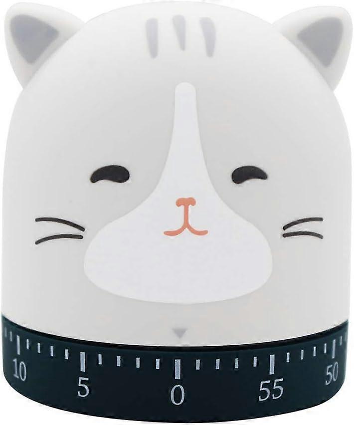 Cute Animal Shaped Kitchen Timer 60 Minutes Mechanical No Battery Time Manager (Kitty)