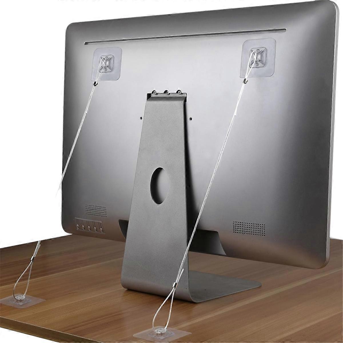 10 PCS Adjustable TV Safety Stainless Straps, No-Drill Adhesive Anti-Tip Furniture Anchors, for Fixing Flat-Screen TV