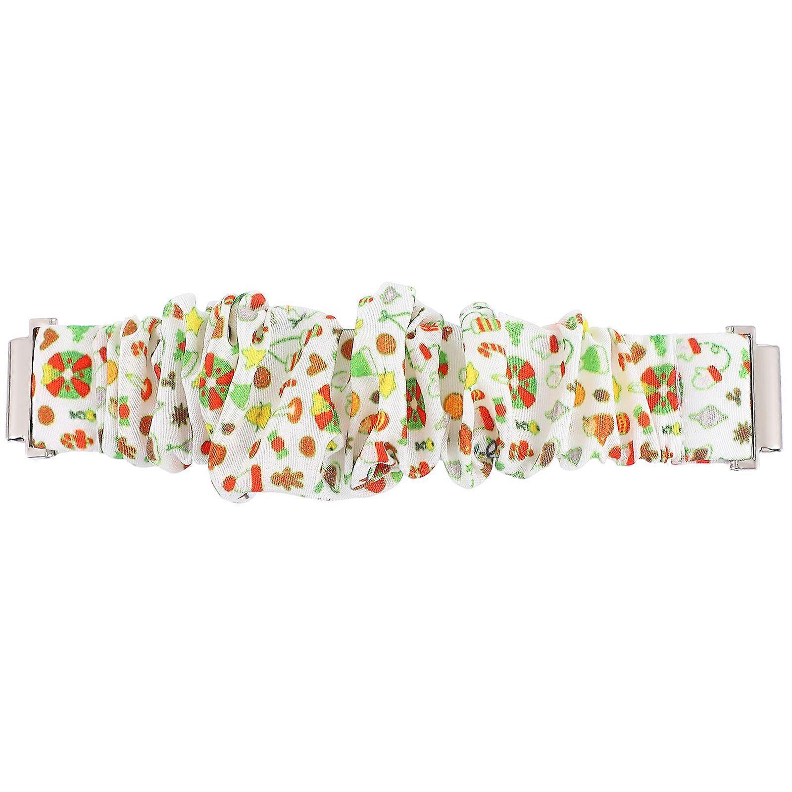 Elasticity Watch Strap Fabric Printed Material Replaceable Circular for Women Everyday Wear 14X2.5CM 1Set