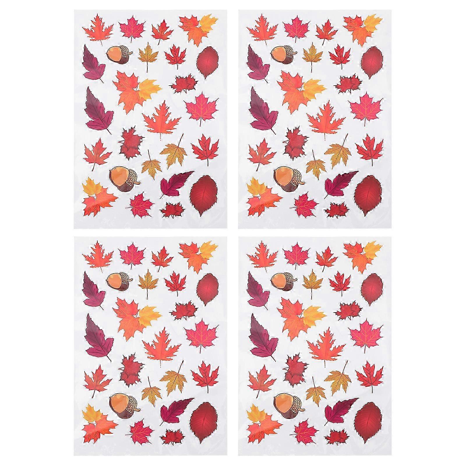 4 Pcs Maple Wall Cling Fall Autumn Stickers Thanksgiving Day Window Sticker Autumn Maple Sticker Maple Leaf Wall Decal