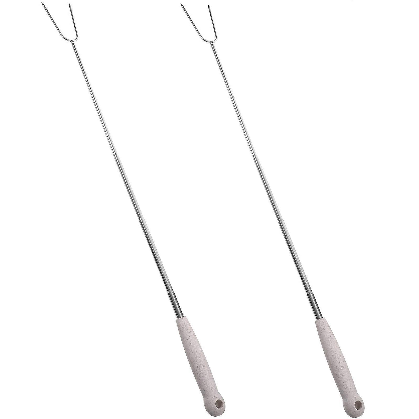 Stainless Steel Barbecue Forks Extendable Bbq Forks Grill Fork Roasting Meat Fork Outdoor Bbq Tool 71.5X2.5X2.5Cm 2Pcs