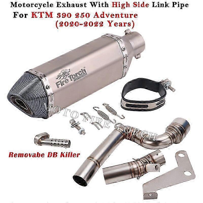 Modified Motorcycle Exhaust System Muffler and High Side Delete Catalyst Link Pipe for Adventure 390 250 2020 - 2022