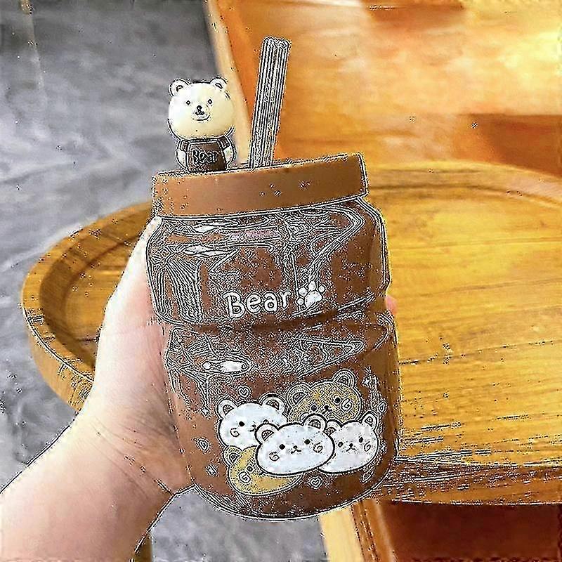 Cartoon Ceramic Straw Mug - Bear Design