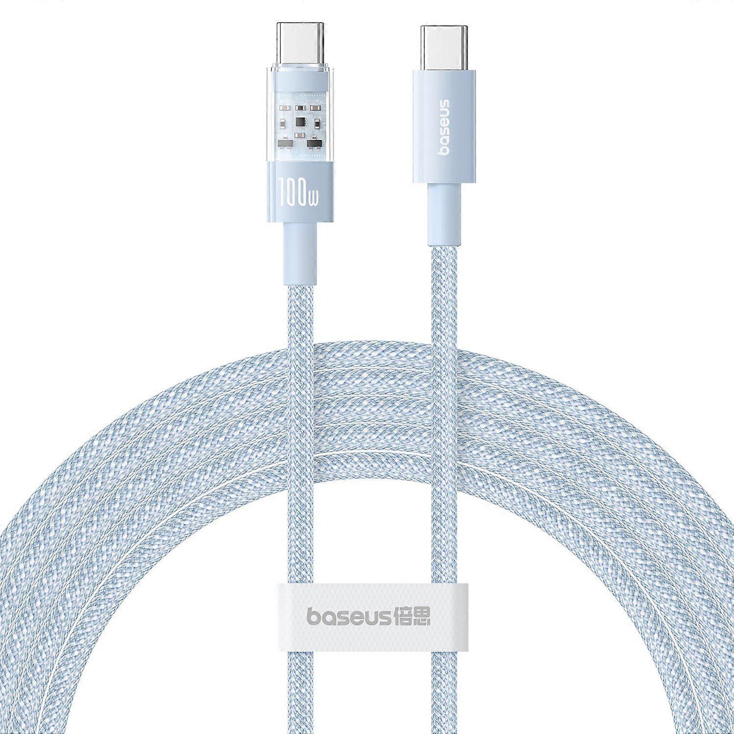 BASEUS Gem 100W Fast Charging Type C to Type C Wire Nylon Braided Data Cable, 1m