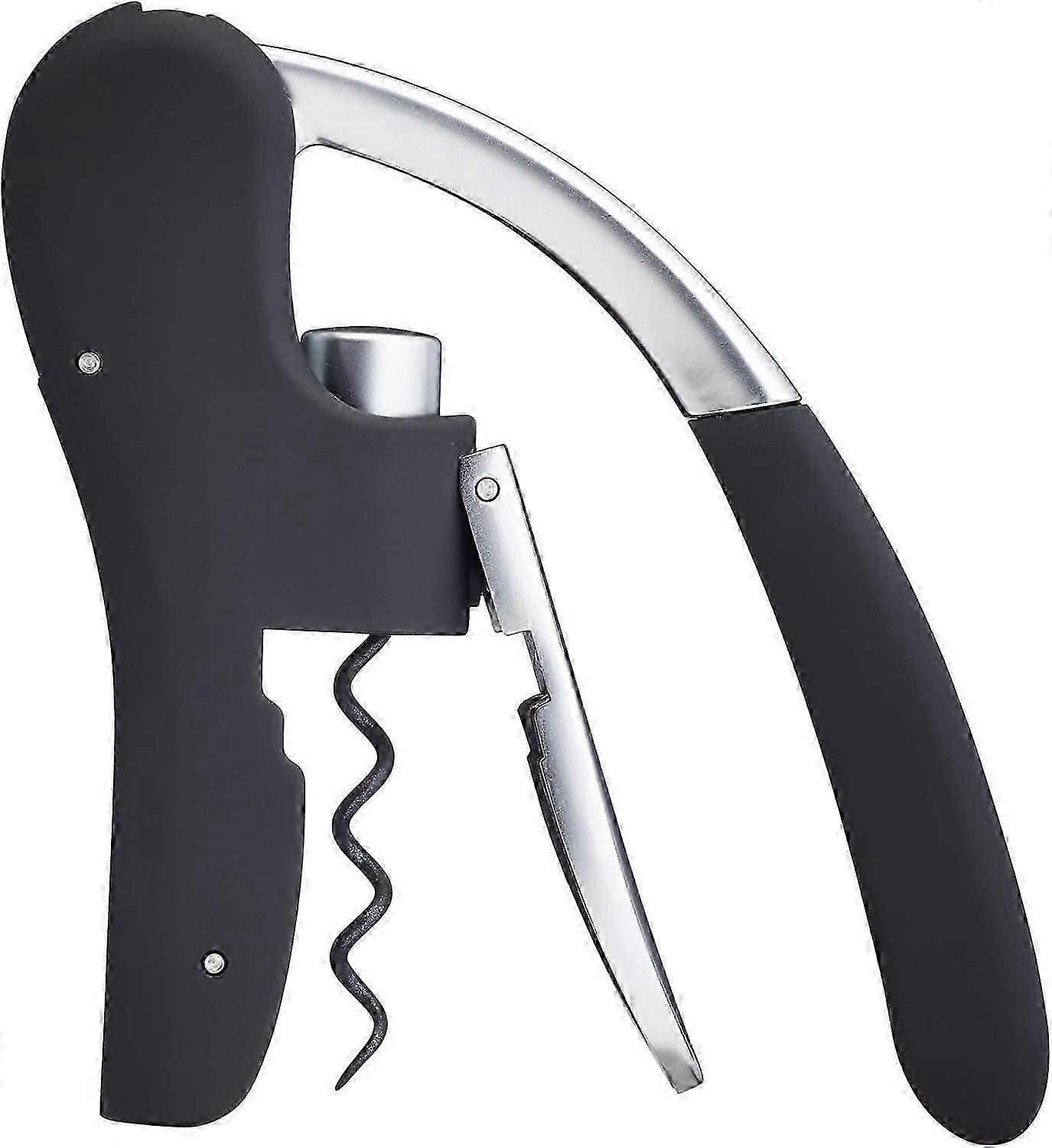 Deluxe Corkscrew, Wine Bottle Opener with Built-in Foil Cutter, Black & Chrome
