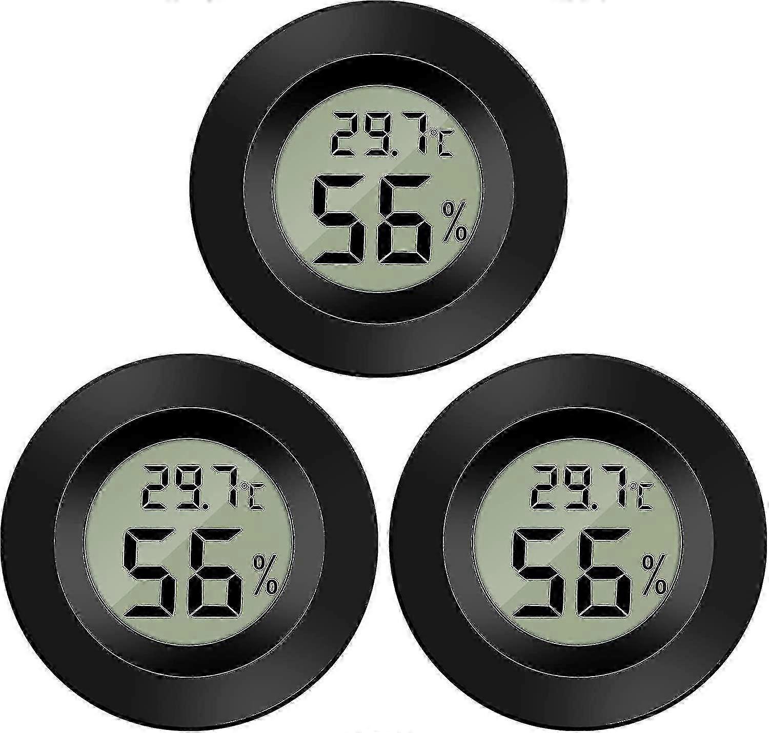 Mini thermomètre LCD numérique hygromètre -50 ~ 70 10% ~ 99% Rh portable (3 pièces - noir) - PR
