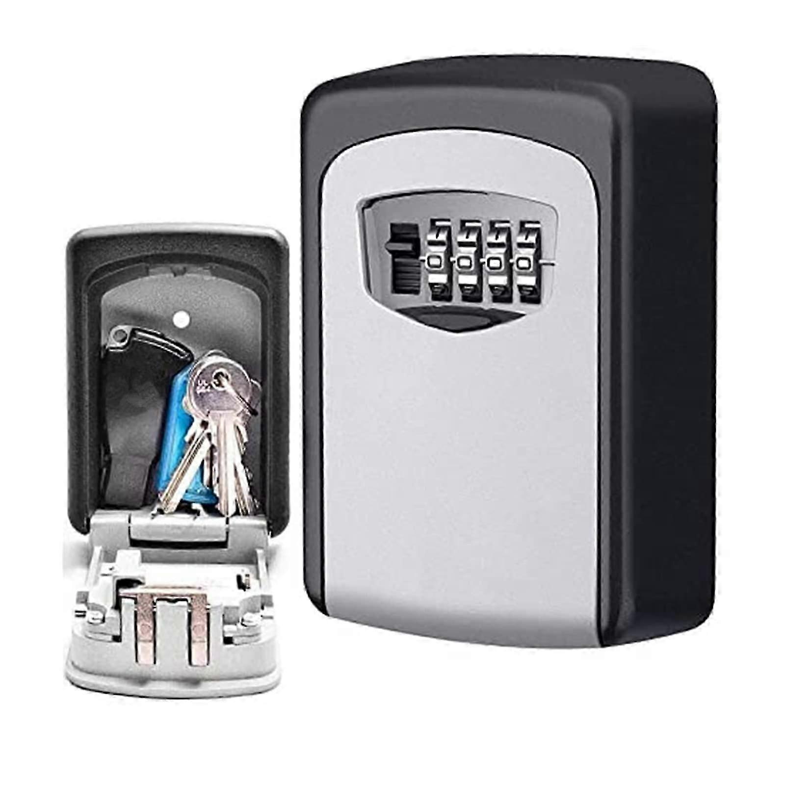 Wall Mounted Key Lock Box, 4 Digit Code Combination Lock Box for Key Safe Security, Personalize Your Access Control, Versatile Installation Options