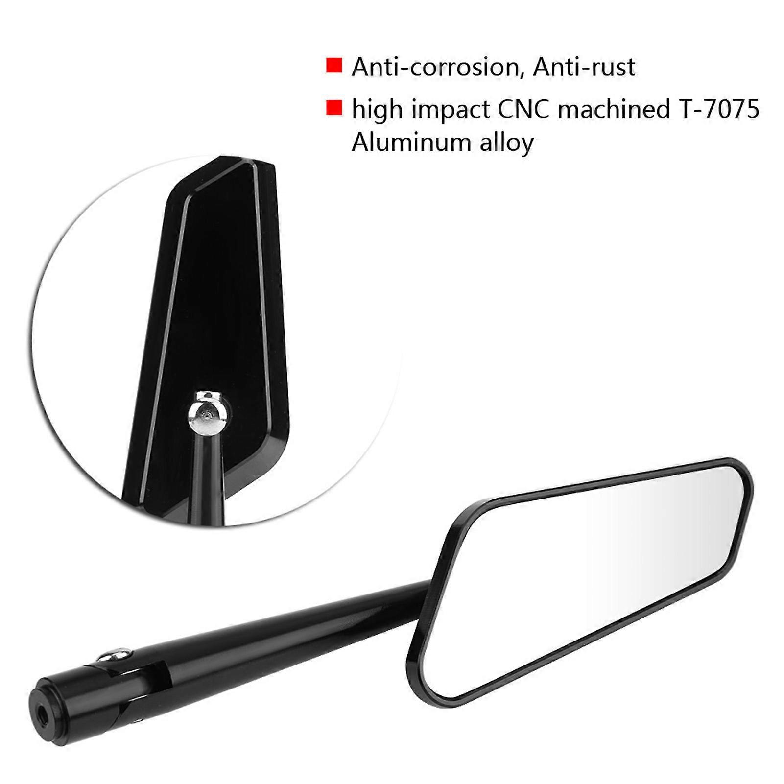 1 Pair of Rectangle Motorcycle Side Mirror Rear View Mirror for Motorcycle Black