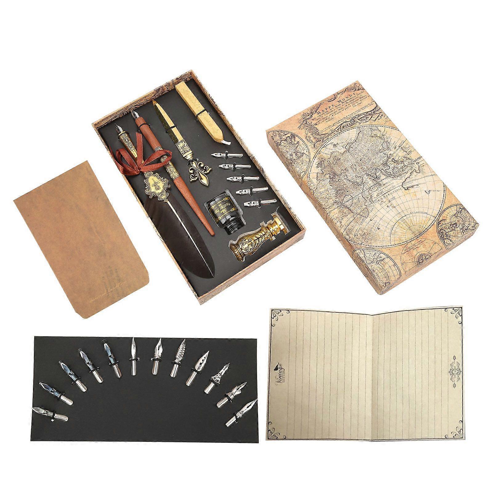 2025 Latest Model  Feather Pen Set Retro British Creativity Writing Suit for