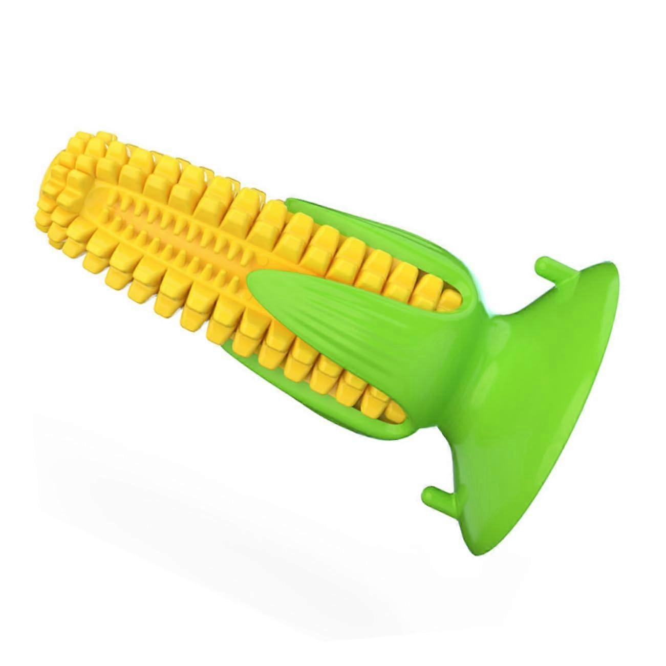 Corn Cob Puppy Toothpaste Chew Toy for Aggressive Chewers, Squeaky Dog Toothbrush, Yellow, Durable Rubber