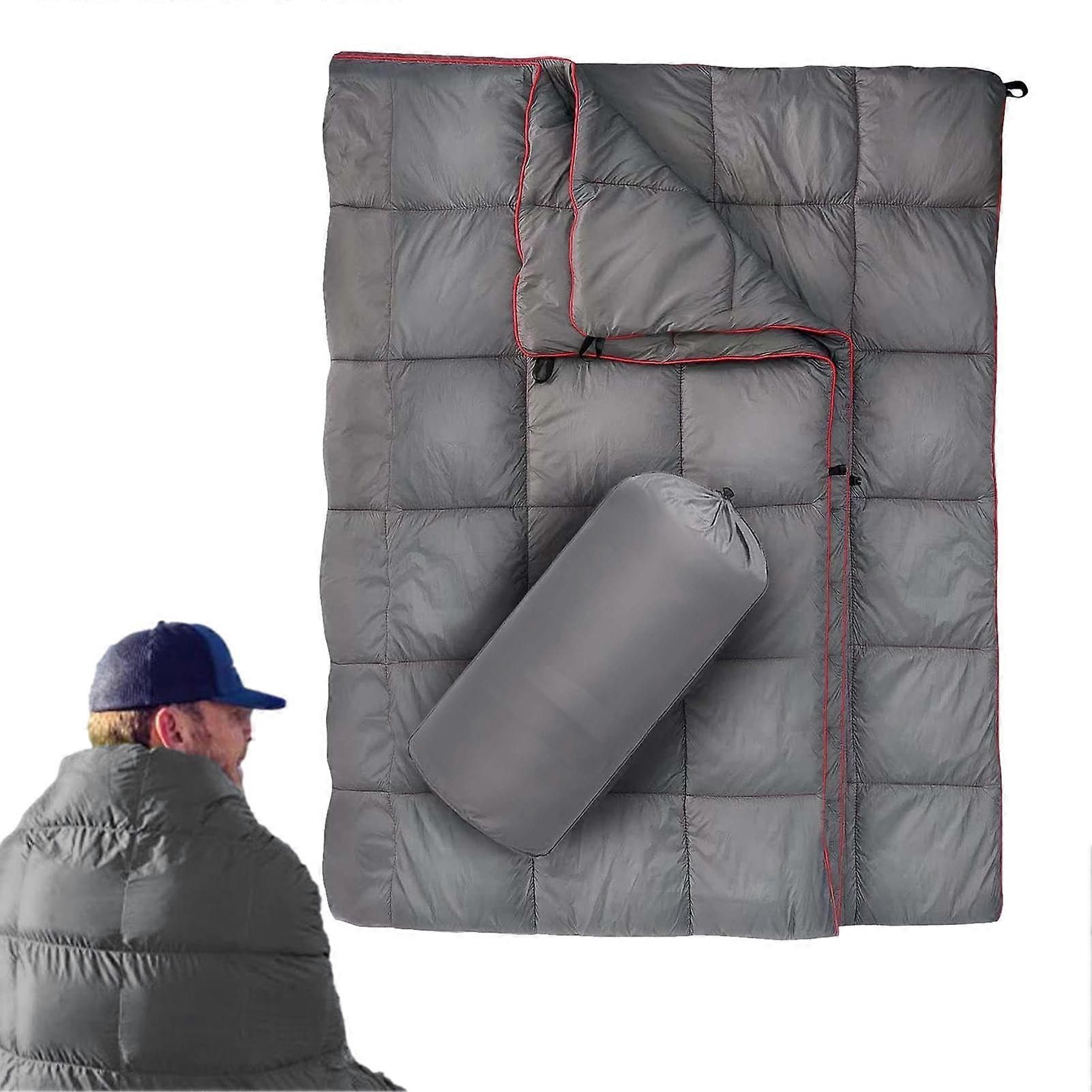 Foldable down blanket, soft, lightweight down blanket Lightweight down blanket, waterproof outdoor blanket for picnics, outings, gray