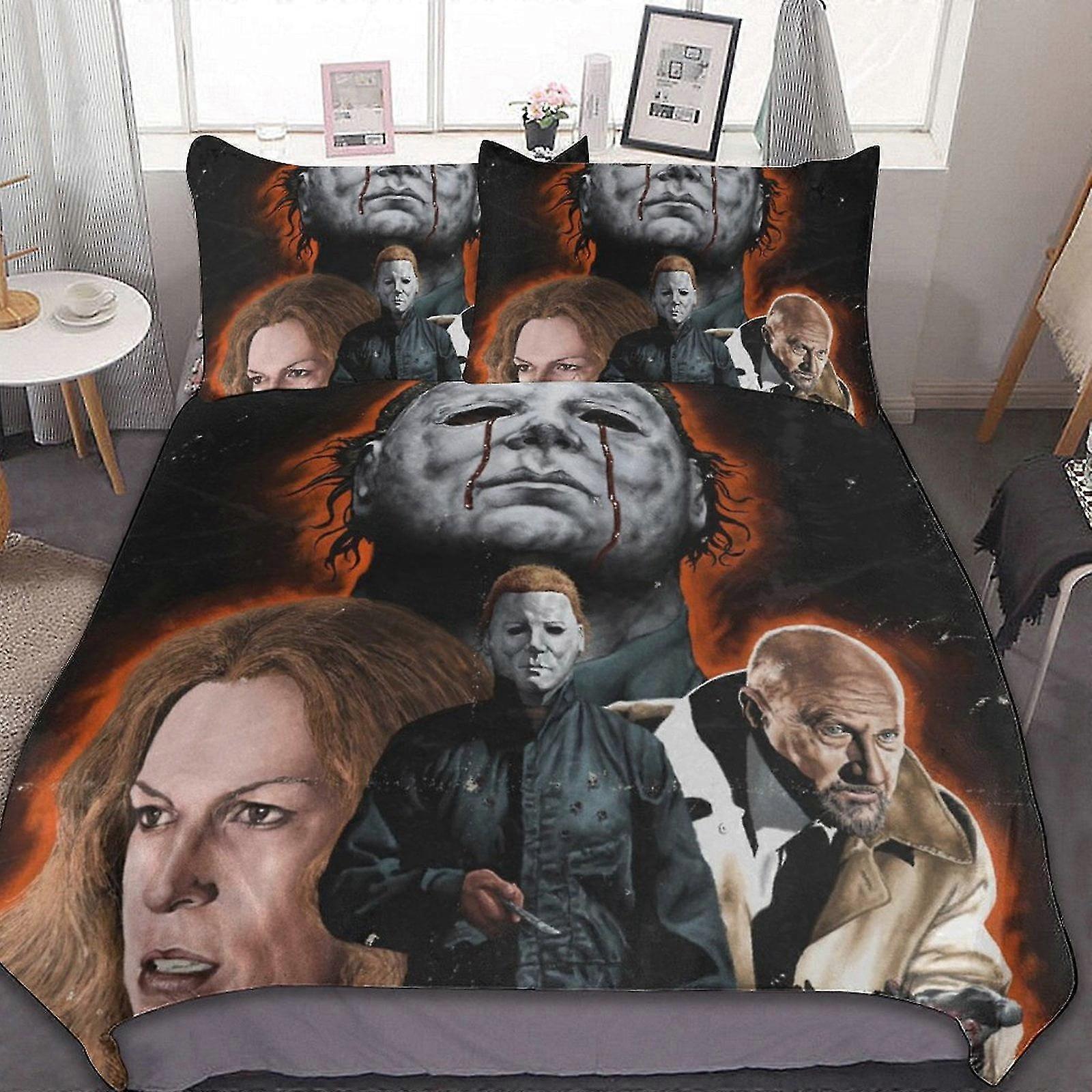 Halloween 3 Pcs Bed Sheets Set Breathable Duvet Cover with 2 Pillow Shams Soft All Seasons Bedding Set