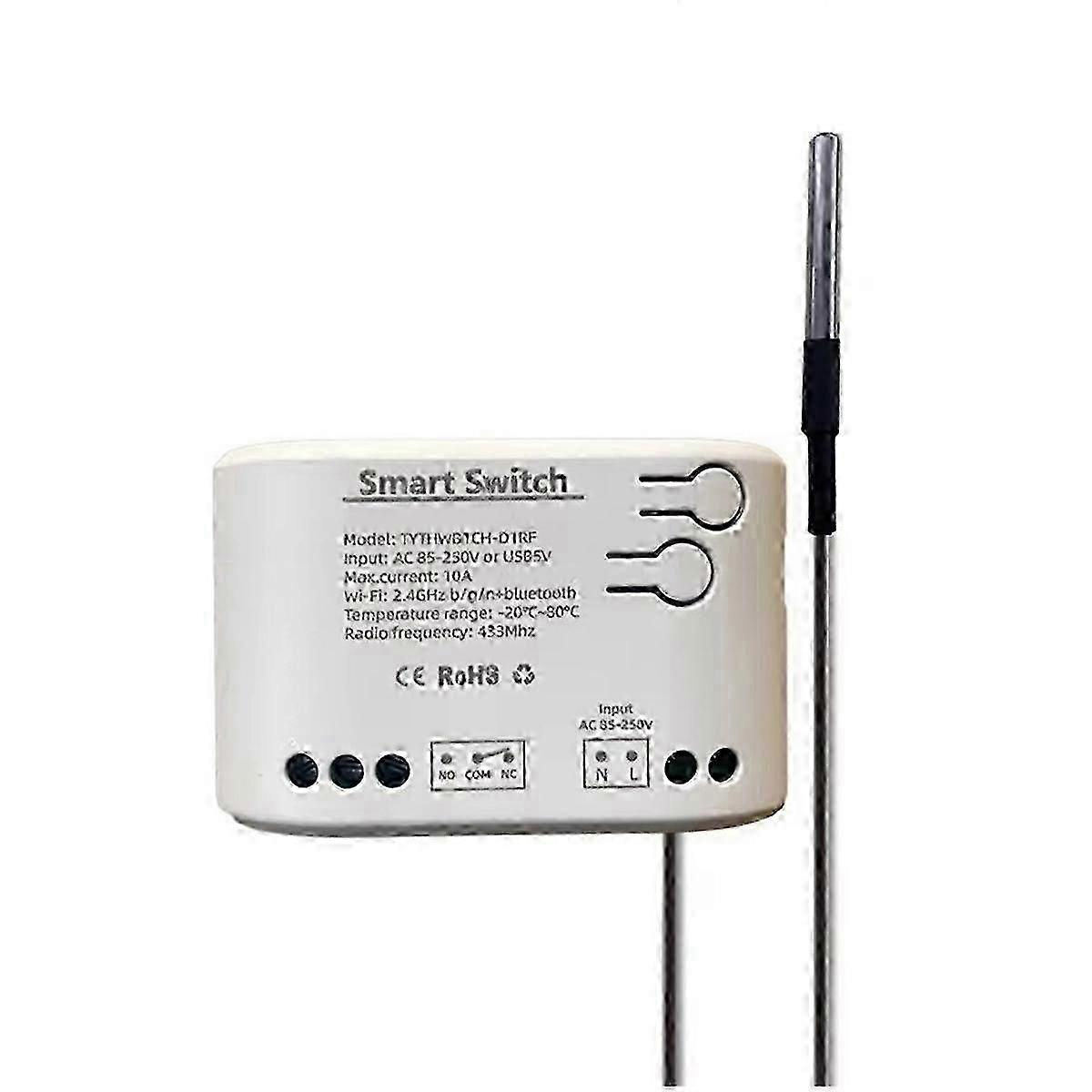Smart WiFi Switch Relay for Temperature and Humidity Monitoring, Passive Dry Contact Relay AC 85-250V