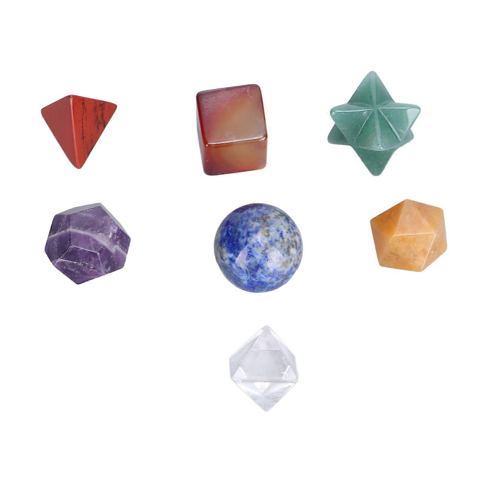2025 Latest Model  7pcs Chakra Healing Crystals Geometric Patterns Shape Semi