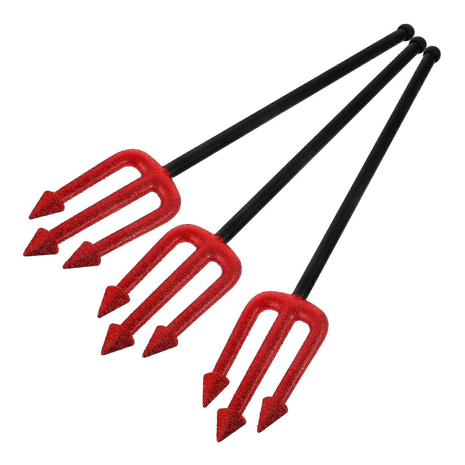 Party Props Devil Cosplay Pitch Fork Red 44.00X7.50X1.80CM Halloween Decoration 3Pcs