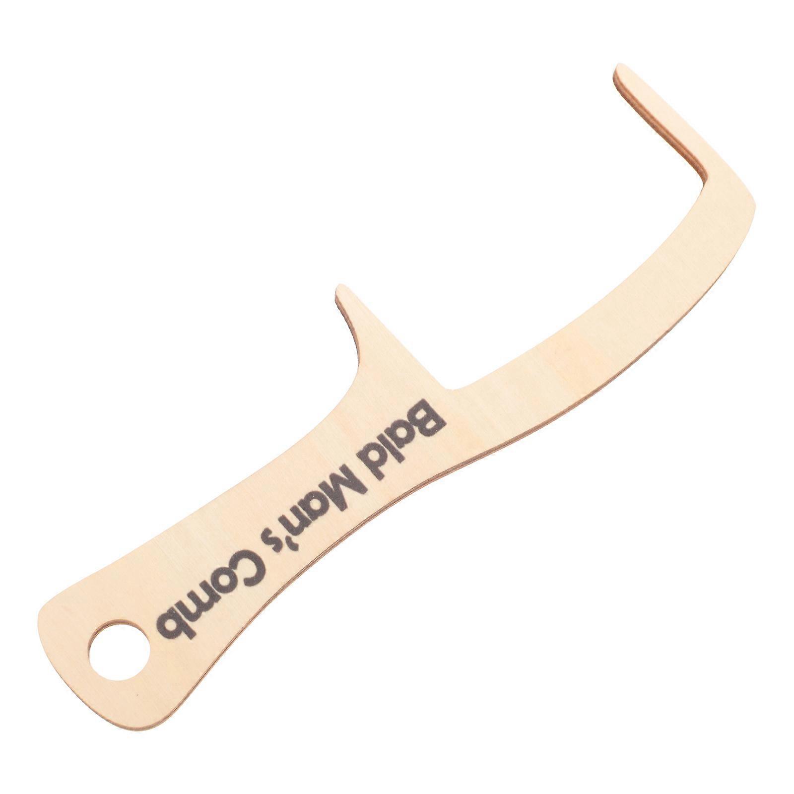 Humorous Wooden Bald Man Comb Wide Tooth Grooming Tool for Hair and Beard Pranks, Clown Costumes, Funny Gifts for Men
